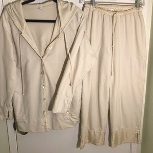 Crop Pant and Button down w/hood shirt